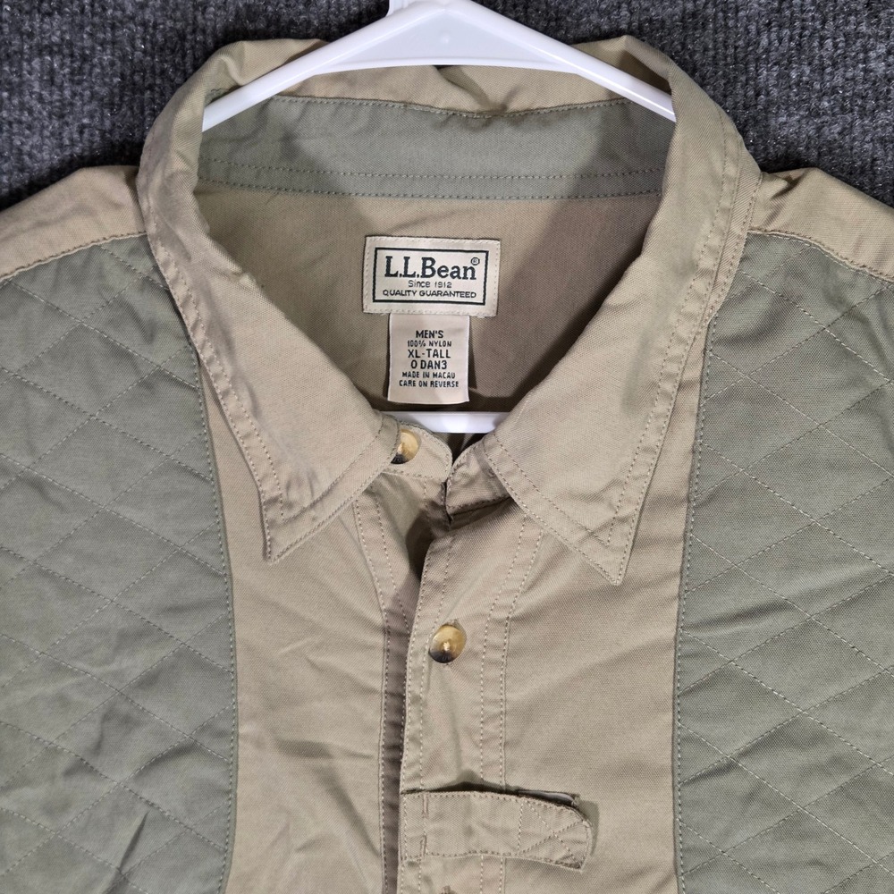 Vintage LL Bean Hunting Shirt Mens XL Tall Tan Nylon Shooting Fishing Field Top